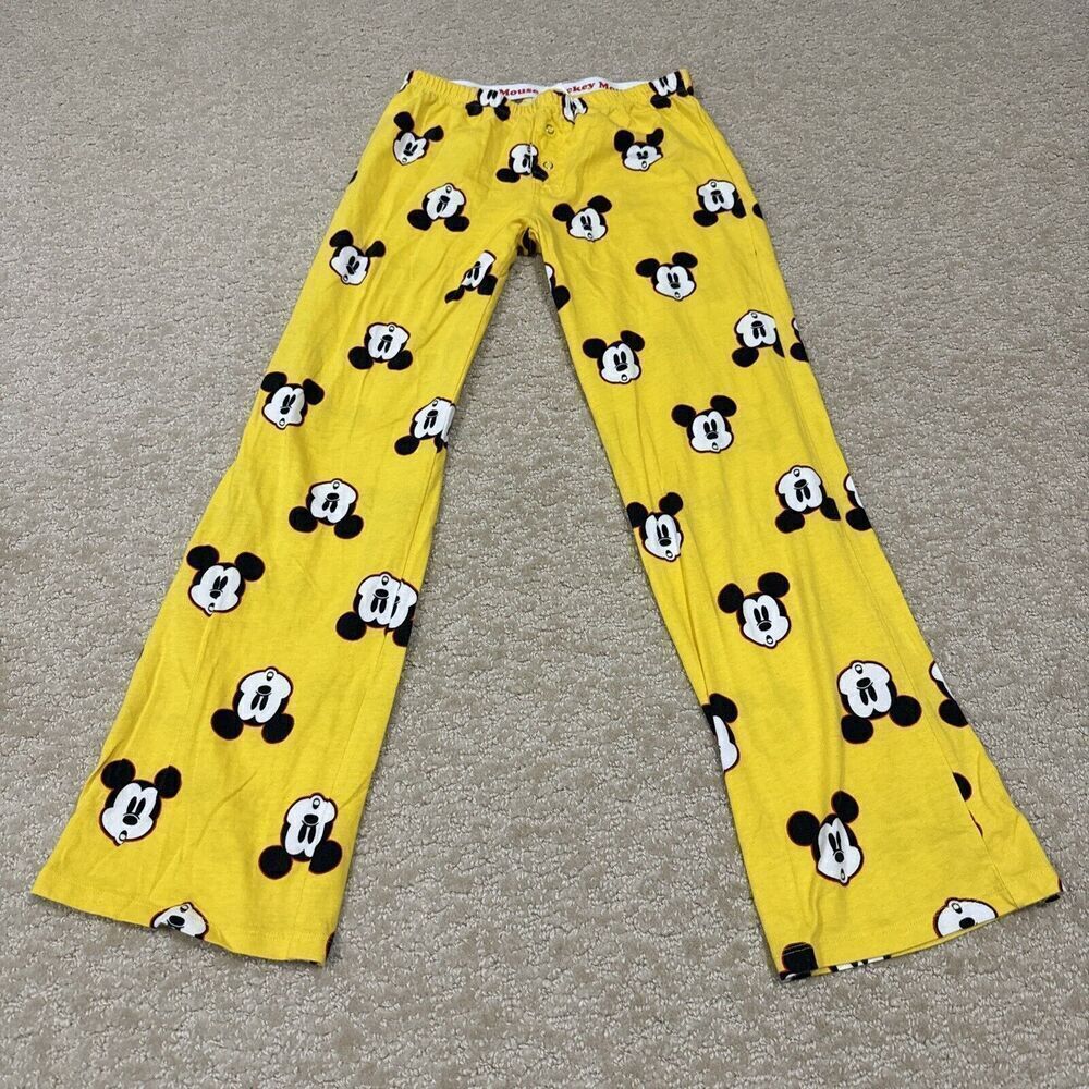 Disney Mickie Mouse Face Lounge Pants Pajama Pants World Of Disney Yellow XS